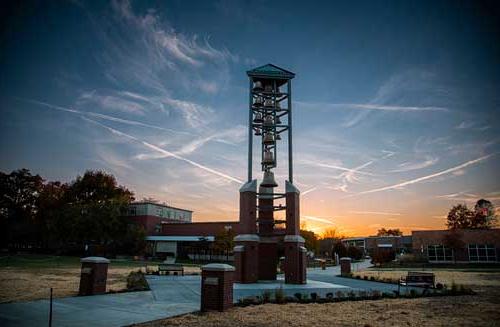 The MU Chime Tower at sunset